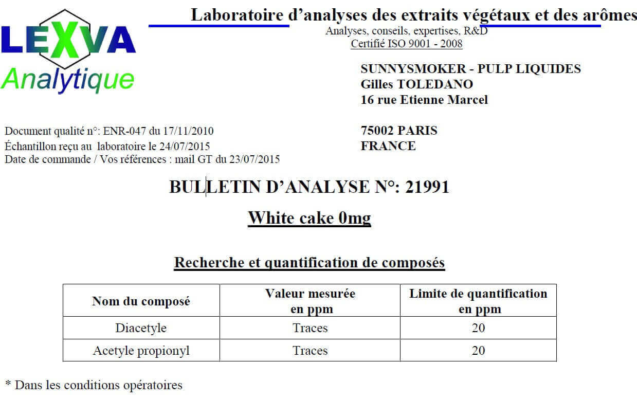Diacetyl and white cake